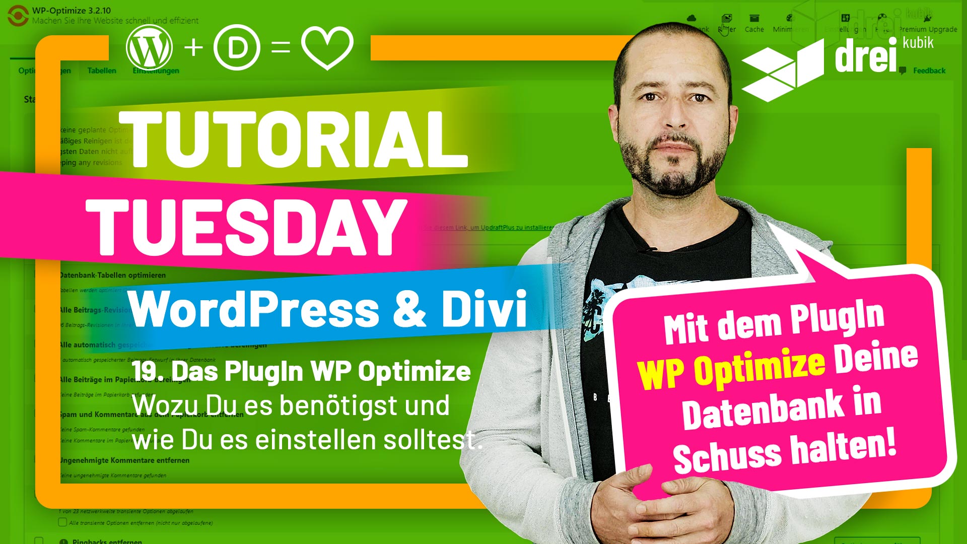 2022 10 03 drei kubik wordpress divi tutorial 19 plugin installation wp optimize